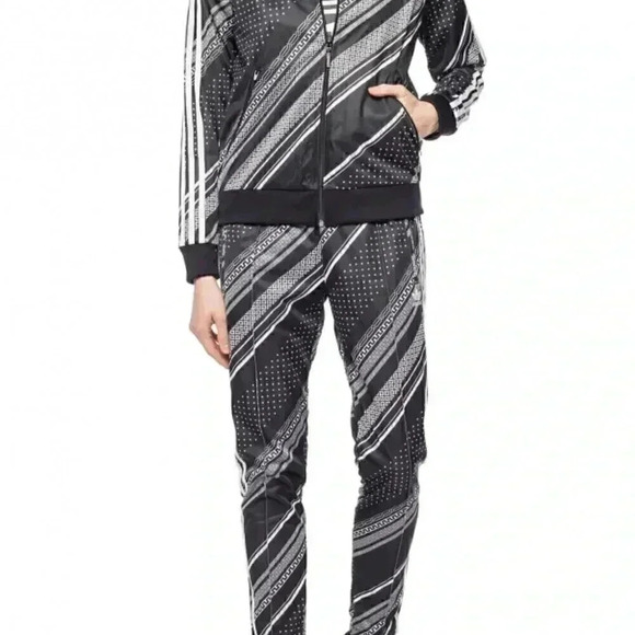 NWT Adidas Original striped black white slim fit casual athletic jogger pant  S - Picture 4 of 7